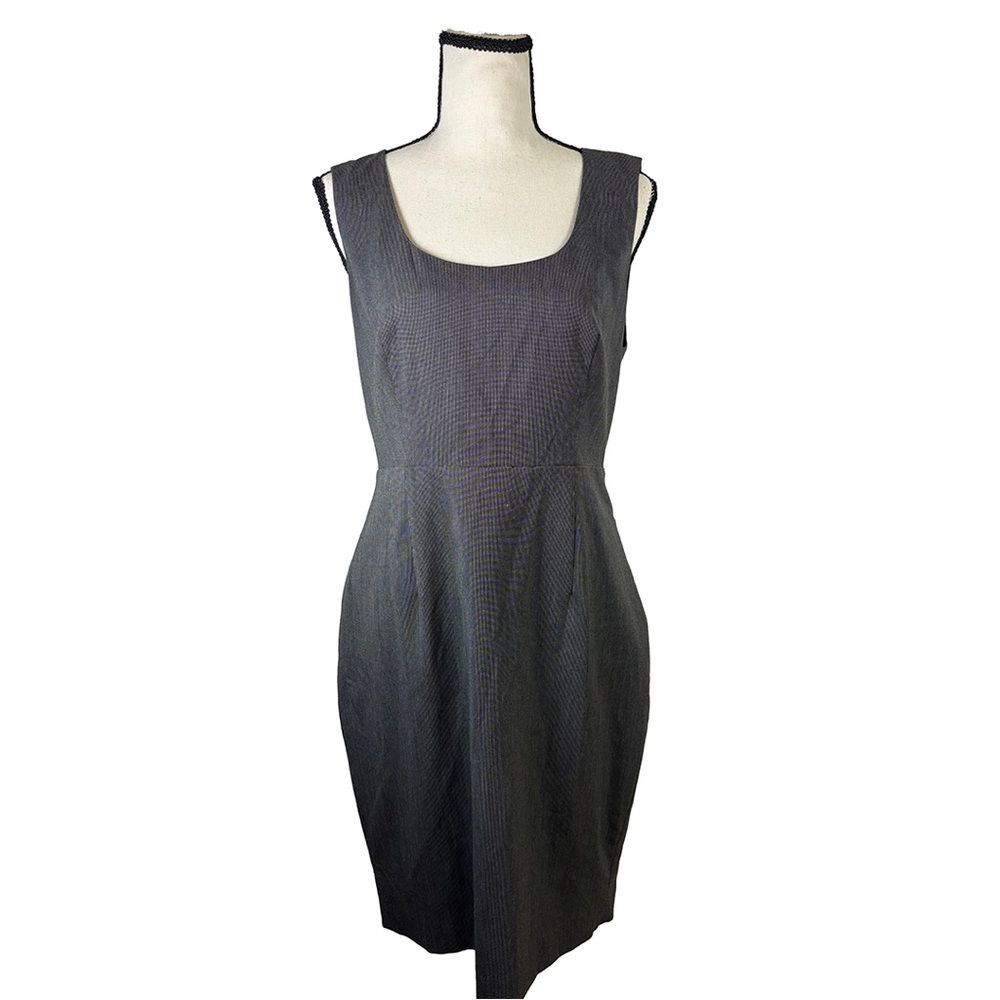 Express Sleeveless Sheath Dress Gray Gold Zip Back Size 10